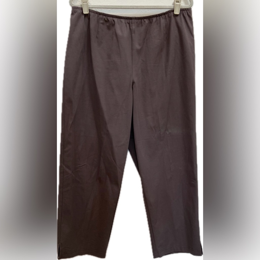 EILEEN FISHER CHARCOAL GRAY ORGANIC COTTON SIDE SLIT PLUS 1X ANKLE PANTS
